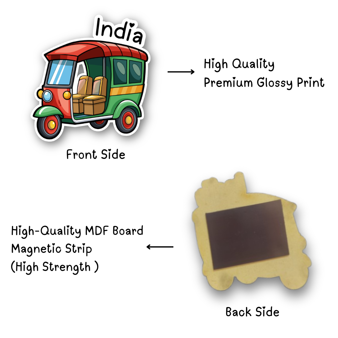 Red E-Auto India Fridge Magnets