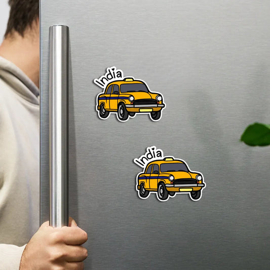 Yellow Taxi India Fridge Magnets
