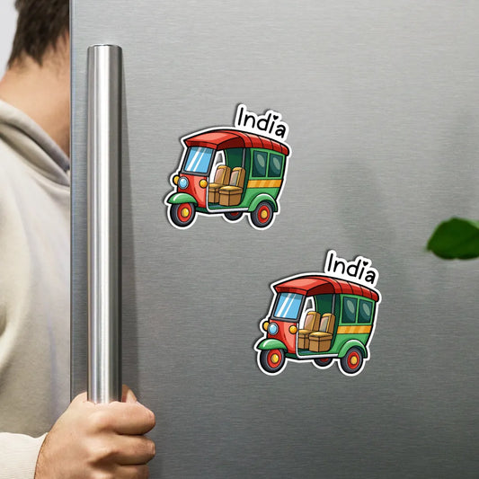 Red E-Auto India Fridge Magnets