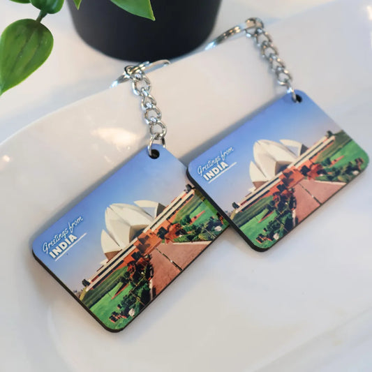 Delhi Lotus Temple India Keychains (Set of 2)