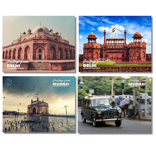 Landmarks & Monuments of India Postcards - Pack of 24 (Free Envelopes)