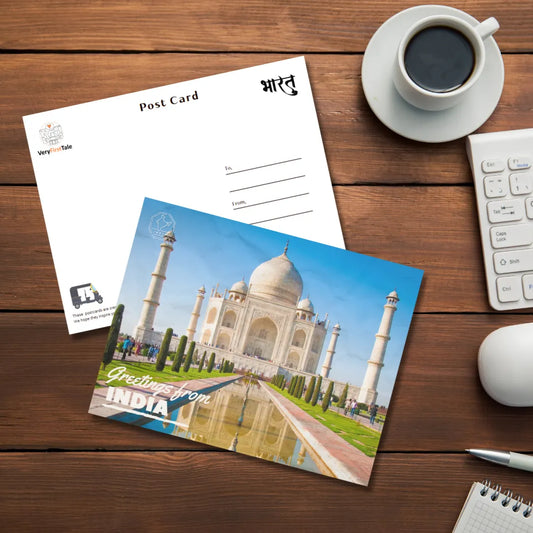 Taj Mahal Postcards (Pack of 5) & Souvenir Keychains (Set of 2)