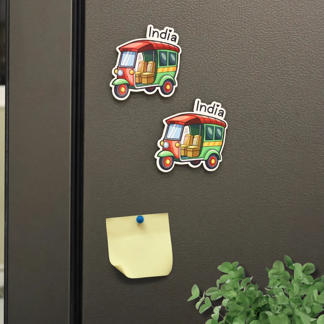 Red E-Auto India Fridge Magnets
