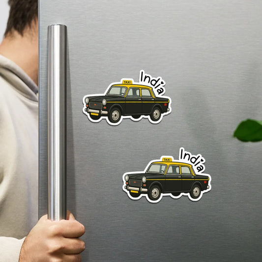 Mumbai Black Taxi India Fridge Magnets