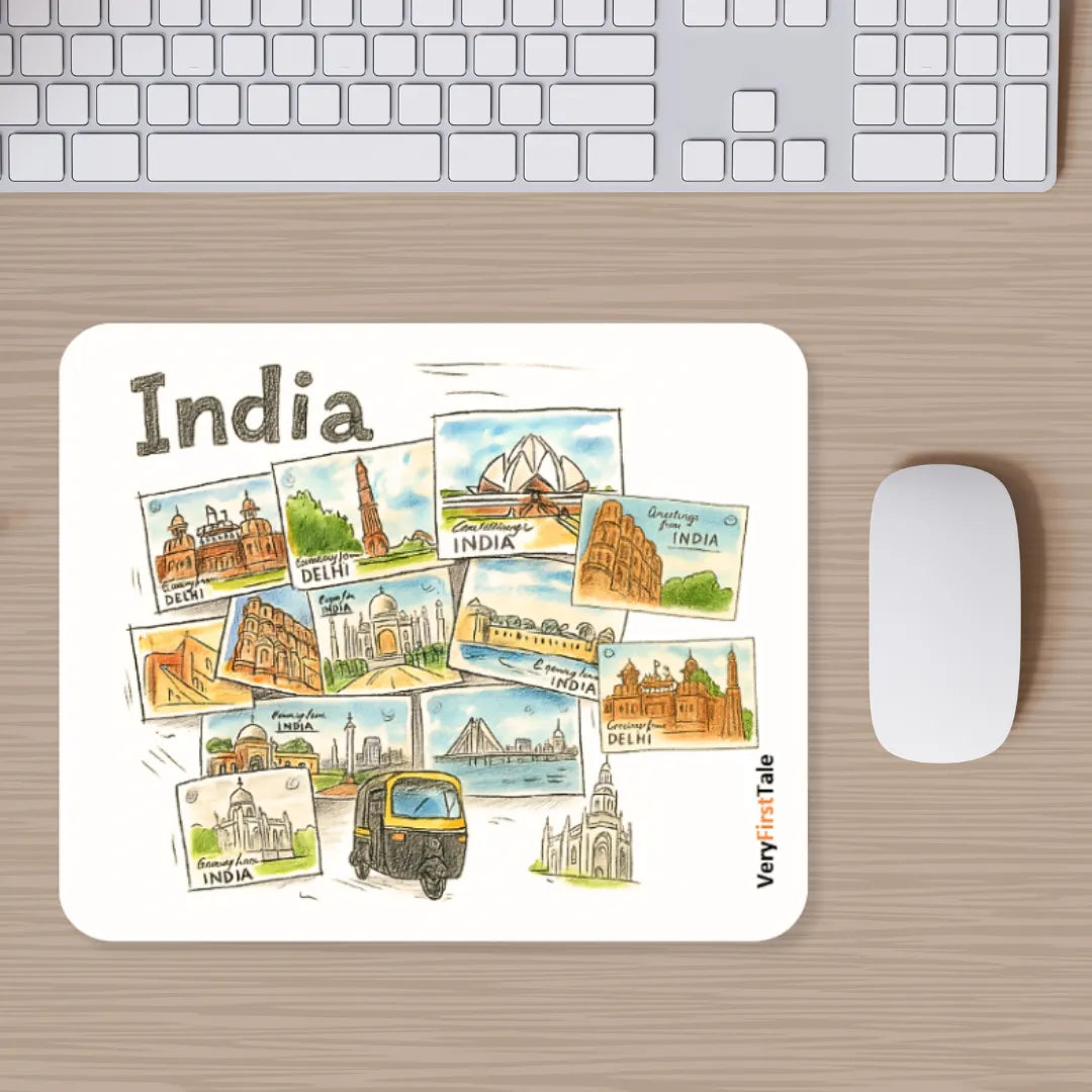 India Mouse Pad Featuring Famous Landmarks of India