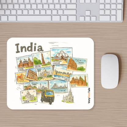 India Mouse Pad Featuring Famous Landmarks of India