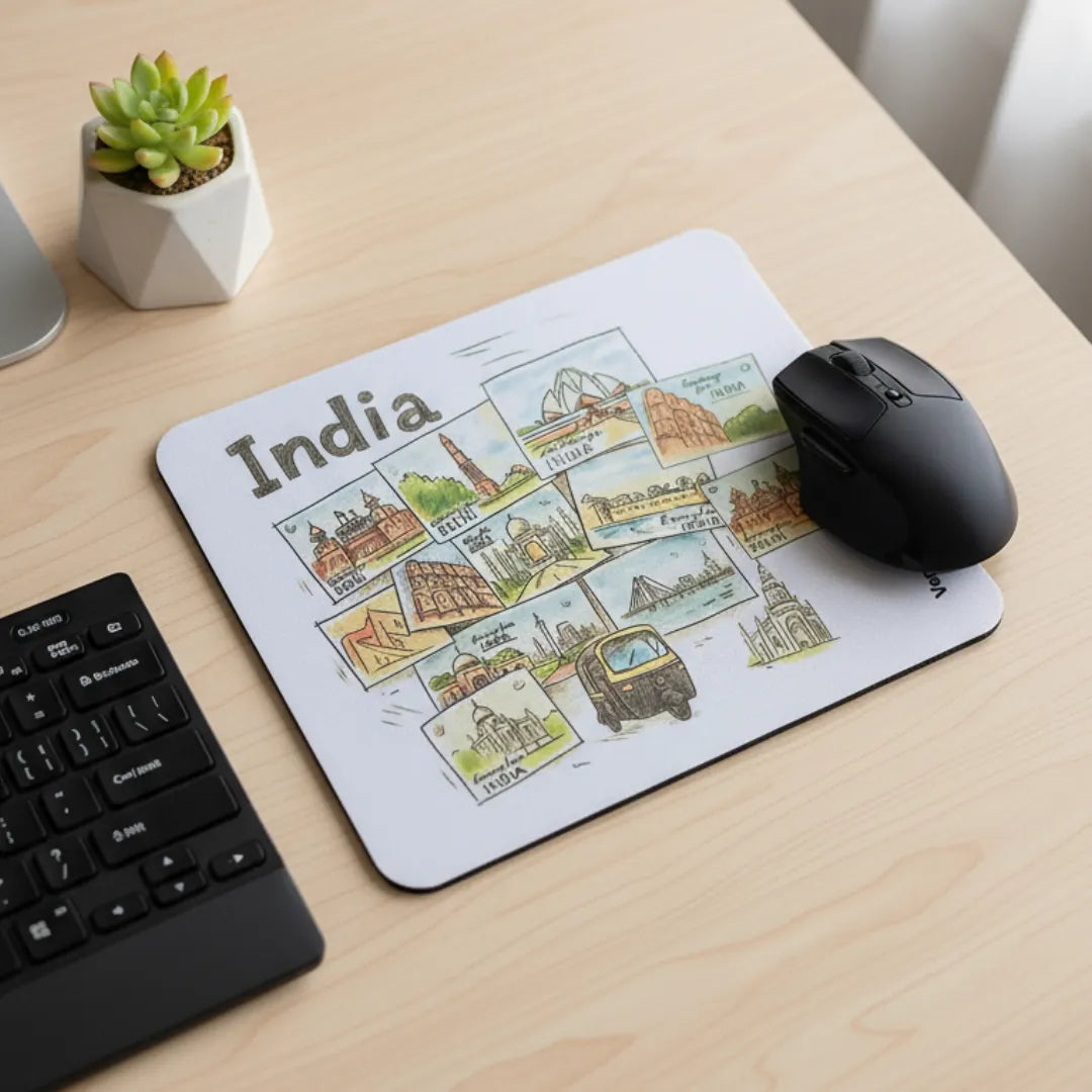 India Mouse Pad Featuring Famous Landmarks of India