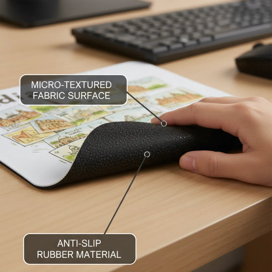 India Mouse Pad Featuring Famous Landmarks of India