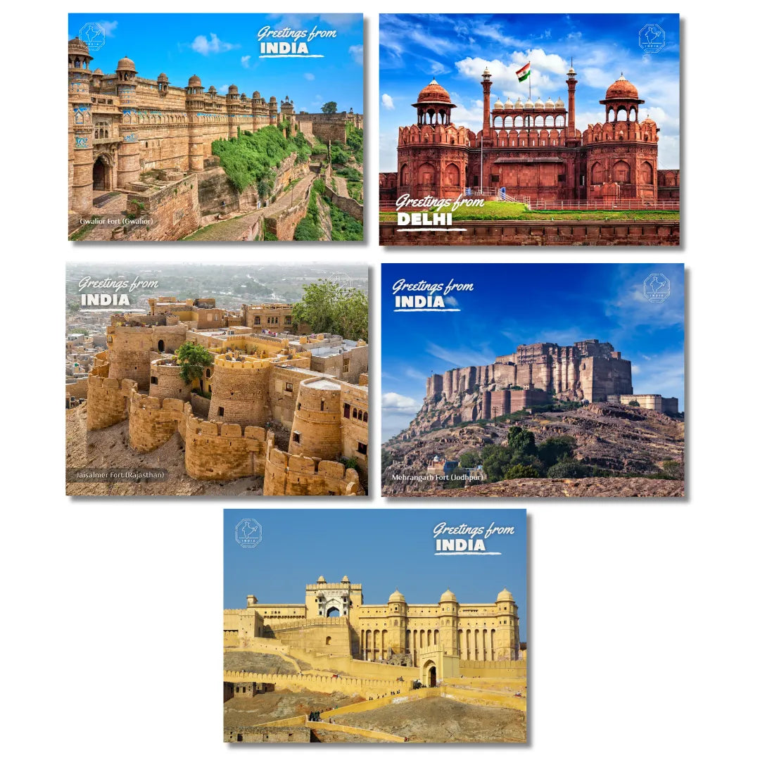 Popular Forts of India Postcards Assorted Collection - Pack of 5 (Free Envelopes)