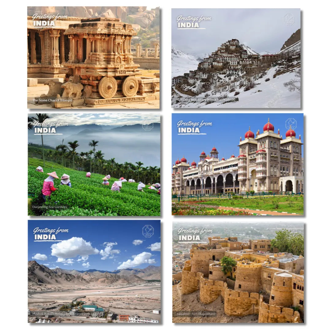 Landmarks of India Postcards - Pack of 6 (Free Envelopes)