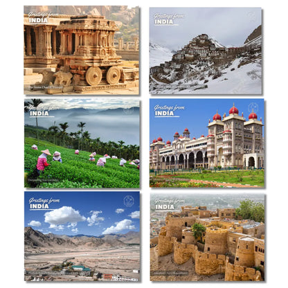 Landmarks of India Postcards - Pack of 6 (Free Envelopes)