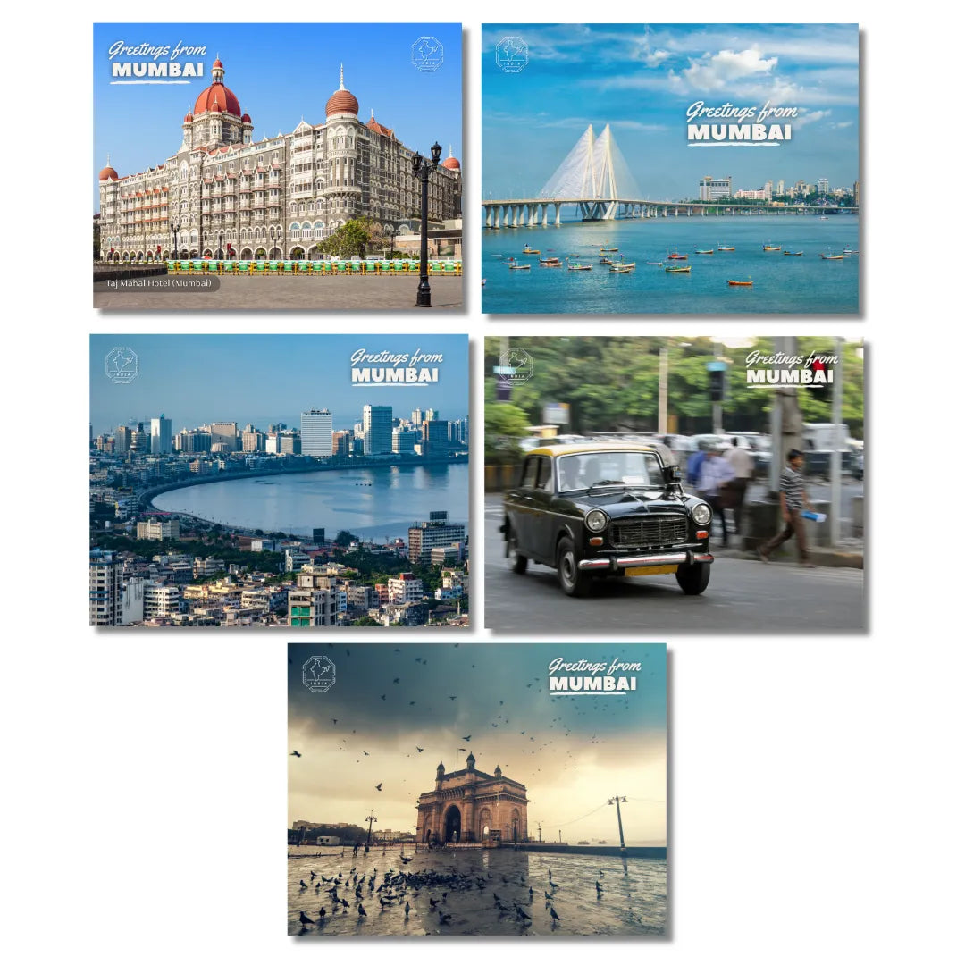 Mumbai Postcards Assorted Collection - Pack of 5 (Free Envelopes)