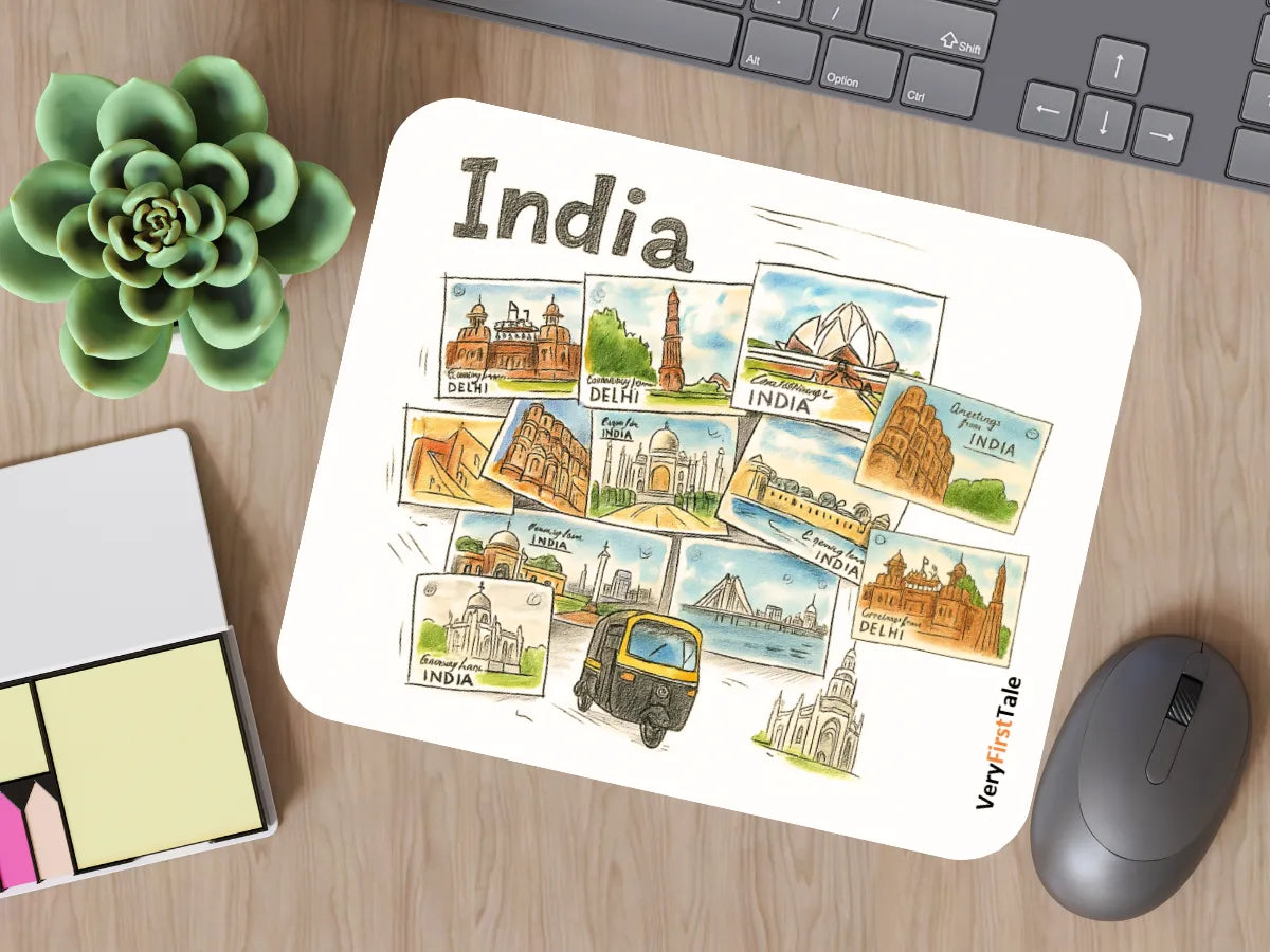 India Mouse Pad Featuring Famous Landmarks of India