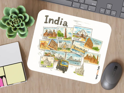 India Mouse Pad Featuring Famous Landmarks of India