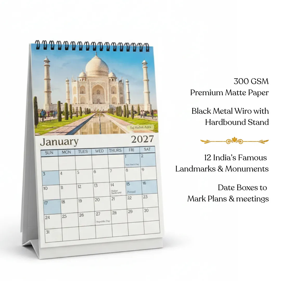2027 Desk Calendar - A Journey Through India