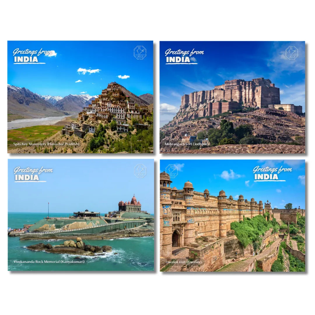 Landmarks of India Postcards - Pack of 20 (Free Envelopes)