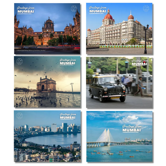 Mumbai Postcards Assorted Collection - Pack of 6 (Free Envelopes)