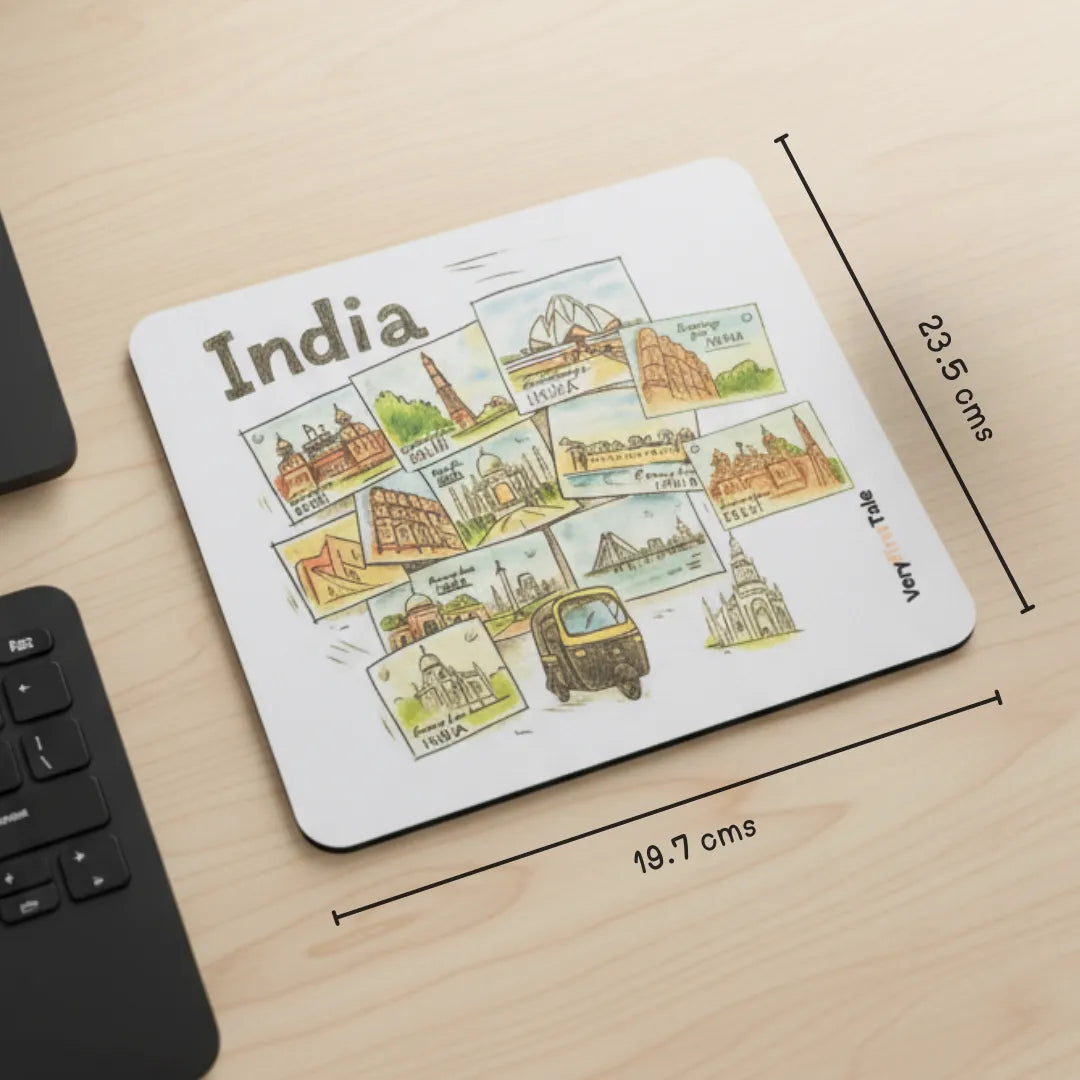India Mouse Pad Featuring Famous Landmarks of India