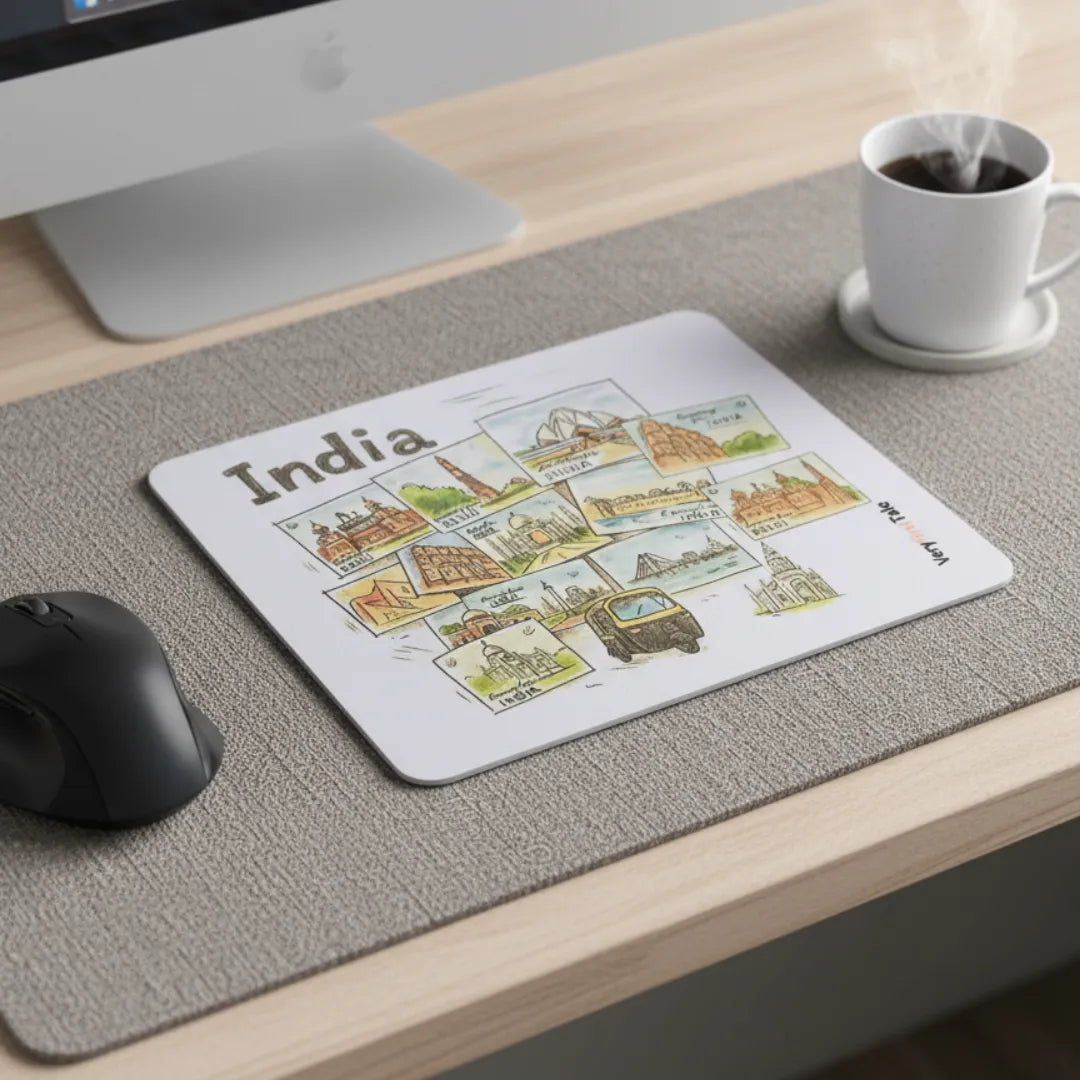 India Mouse Pad Featuring Famous Landmarks of India
