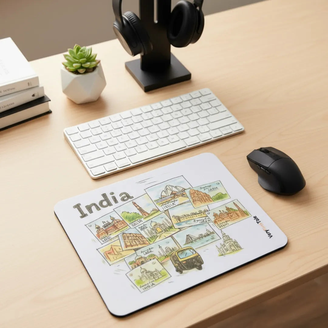 India Mouse Pad Featuring Famous Landmarks of India